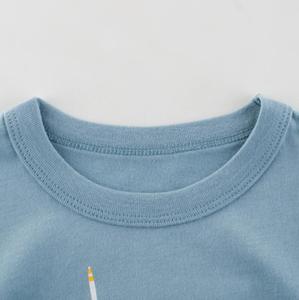 T-shirts écologiques pour jeunes enfants, nouvelle collection été, t-shirt à manches courtes imprimé pour garçon, vente en gros, t-shirt bleu foncé - Product Image 2