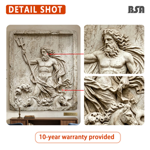 Escultura <span class=keywords><strong>de</strong></span> Pared con Relieve <span class=keywords><strong>de</strong></span> Mármol BSA, Mitología Griega, Dios del Mar Poseidón, Decoración para Sala <span class=keywords><strong>de</strong></span> Estar o Pasillo - Product Image 3