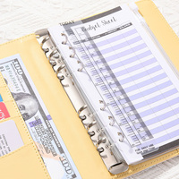 PU Leder A6 Ring Binder Notebook Macaron Herz Design Planer Geld Organizer Binder Umschläge Budget Binder Set