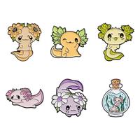Broche Axolotl Antique Adorable, Épingle Salamandre Mignonne avec Branchies, Modèle en Métal Zinc Plaqué pour Souvenirs