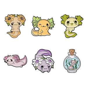 Broche Axolotl Antique Adorable, Épingle Salamandre Mignonne avec Branchies, Modèle en Métal Zinc Plaqué pour Souvenirs - Product Image 4