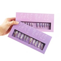 Boîte de rangement pour ongles press-on transparente de luxe personnalisée avec matériaux recyclés, design portable avec paillettes et bronzage