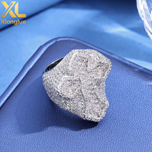 Hot Selling Hip Hop Style Natural VVS Zircon Ice Out Unisex Diamond <b>Cross</b> <b>Rings</b> 18K Gold Plated 925 <b>Silver</b> Claw Setting - Product Image 5
