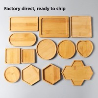 Nouveau Plateau de Présentation en Bois de Bambou Transfrontalier en Stock, Base Créative en Mosaïque DIY, Tapis Thermorésistant pour Pot de Plantes Succulentes en Bambou Vierge