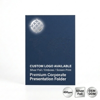 Carpeta de Negocios Azul Marino, Carpeta Corporativa con Logotipo Personalizado, Portadocumentos Profesional de Doble Pliegue, Papelería de Alta Gama