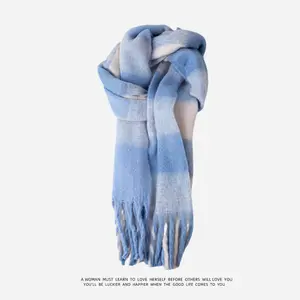 Scarf thickened color plaid tassel warm bib shawl fashion with everything