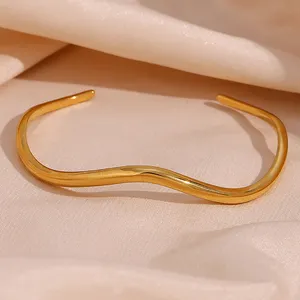 Irregular Minimalist Cuff Bangle Gold Plated Jewelry Stainless Steel Jewelry bijoux en acier inoxydable