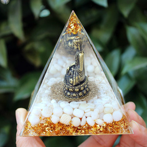 Crystal Chip Pyramid Resin Buddha <b>Statue</b> Home Decoration Artistic Desktop Ornament Lotus Buddha Shape - Product Image 2