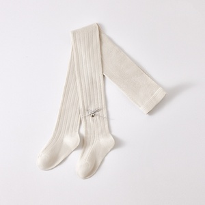 Leggings Bébé Fille en Coton Respirant <span class=keywords><strong>Blanc</strong></span> avec Chaussettes Anti-Moustiques, Collants Fins Printemps-Été à Motif Uni - Product Image 6
