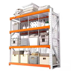 تشطيب مسحوق رف مستودع فولاذية من 4 طبقات مع إطارات شبكية لاستخدام المستودعات - Product Image 3