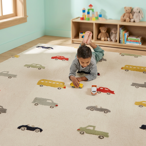 Modern Novelty Car Pattern Kids Area <b>Rug</b> Rectangle Tufted Wool Acrylic Non-Slip Medium Pile for <b>Nursery</b> Room - Product Image 1