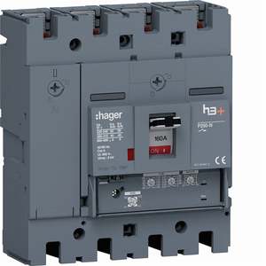 HNT161GR ปรับแต่งได้ด้วยชุดเบรกเกอร์แบบหล่อขึ้นรูป Hagers รุ่น h3+ P250 LSnI 4P 40kA 160A ปรับค่าได้ พร้อมระบบ Neutral - Product Image 1