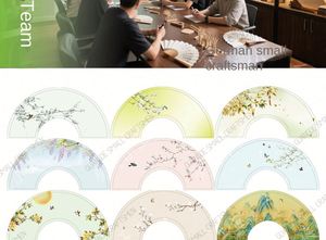 Éventail pliant en bambou de style chinois avec motif floral peint - Souvenir de mariage écologique pour la décoration intérieure et les fêtes - Product Image 5