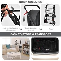Poussette de voyage pliable pour chiens avec 4 roues verrouillables et ceinture de sécurité pour petits animaux de compagnie