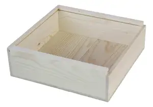 Boîte en bois 24 cases avec couvercle coulissant, boîtier en bois non fini avec couvercle coulissant