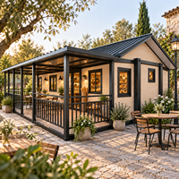 Maison modulaire extensible pour boulangerie-café avec véranda couverte, idéale pour café, kiosque à pâtisserie et restaurant de jardin