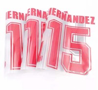 2025 conception personnalisée sérigraphie fer sur patch vêtements football logo numéro et lettre impression par transfert de chaleur pour maillot de football