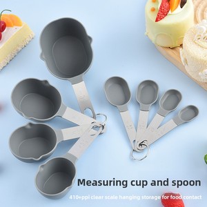 Juego de Tazas y Cucharas Medidoras de PP de Grado Alimenticio, Herramientas de Medición Apilables, Tazas Encajables con Mango de Acero Inoxidable - Product Image 3