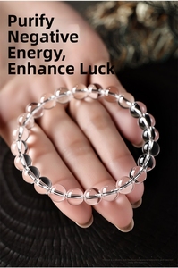 Natural Clear Quartz Beaded Stretch <b>Bracelet</b> Women Round Clear <b>Crystal</b> <b>Bracelet</b> Stackable Daily Jewelry Gift for Ladies - Product Image 6
