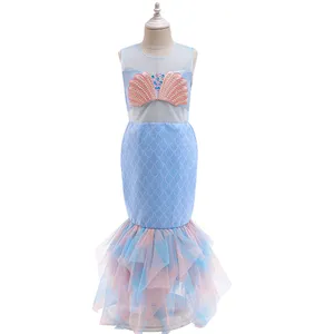 Sıcak satış fabrika fiyat kız elbise küçük Mermaid kostüm çocuklar fantezi parti prenses Ariel Cosplay