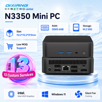 Mini PC Ringan N3350 Intel UHD Graphics DDR3 6GB M.2 NGFF SSD Layar IPS Windows 11 Hitam Kompak OEM Komputer Mini