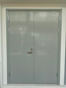 <span class=keywords><strong>Porte</strong></span> <span class=keywords><strong>coupe</strong></span>-<span class=keywords><strong>feu</strong></span> double battant en acier sur mesure pour bâtiment commercial, avec graphismes personnalisés pour l'évacuation en cas d'incendie - Product Image 1