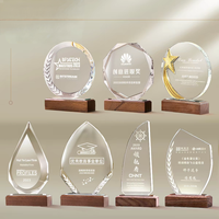 Trophée personnalisé en cristal avec base en bois, cadeau d'entreprise pour réunion annuelle, reconnaissance des employés