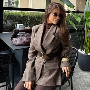 2026 Herbst Neuer Europäisch-Amerikanischer Stil Damen-<span class=keywords><strong>Blazer</strong></span> aus Fischgrätmuster-Twill Luxuriöse Business-Oberbekleidung Maßanfertigung OEM ODM - Product Image 2