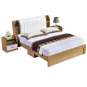 Mijn Queen Size Eenvoudige Kleine Enkele Dubbele Bed Frames Platform Foshan Fabriek Slaapkamer Morden Meubels Hout Bed Met Lades