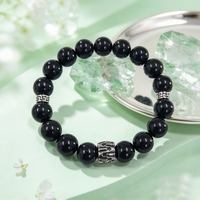Bracelet tendance en obsidienne 5A, bijoux à porter au quotidien, bracelets perlés personnalisés, bracelets faits à la main, pierres naturelles, bracelet pour cadeau