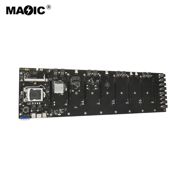 8GPU Riserless Motherboards B75 GPU Motherboard LGA1155 CPU Support Intel Core Pentium Celeron with Cooler