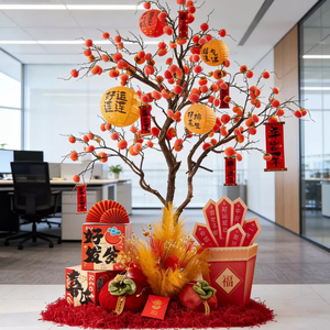 <span class=keywords><strong>Arbre</strong></span> de kaki artificiel décoratif pour aménagement paysager, grande plante ornementale pour centre commercial - Product Image 3