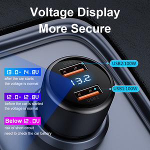 EONLINE ที่ชาร์จแบตในรถแบบ Dual Port <span class=keywords><strong>200W</strong></span> USB,ที่ชาร์จในรถยนต์พร้อมหน้าจอแสดงแรงดันไฟฟ้า2 QC3.0 USB-A 100W 66W SuperCharge สำหรับ Huawei Honor <span class=keywords><strong>VIVO</strong></span> OPPO Xiaomi - Product Image 4