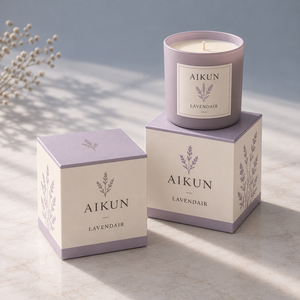 Vela Aromática Aikun Calm Lavender de Una Sola Mecha en Frasco Morado con Presentación en Caja Botánica para Regalos de Bienestar - Product Image 2