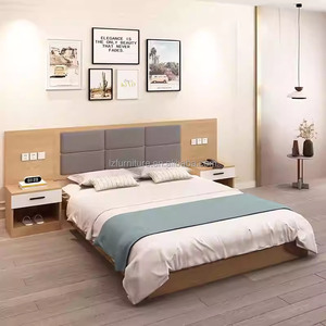 3 Star Hotel Bedroom Furniture Full Room Sets Modern <b>Queen</b> King Wooden <b>Bed</b> <b>Frame</b> With Headboard Nightstands TV Stand & Wardrobe - Product Image 1