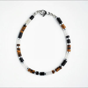 <span class=keywords><strong>Bracelet</strong></span> délicat en acier inoxydable avec perles en œil de tigre et onyx noir, pierre précieuse naturelle, protection spirituelle puissante, cadeau unisexe - Product Image 6