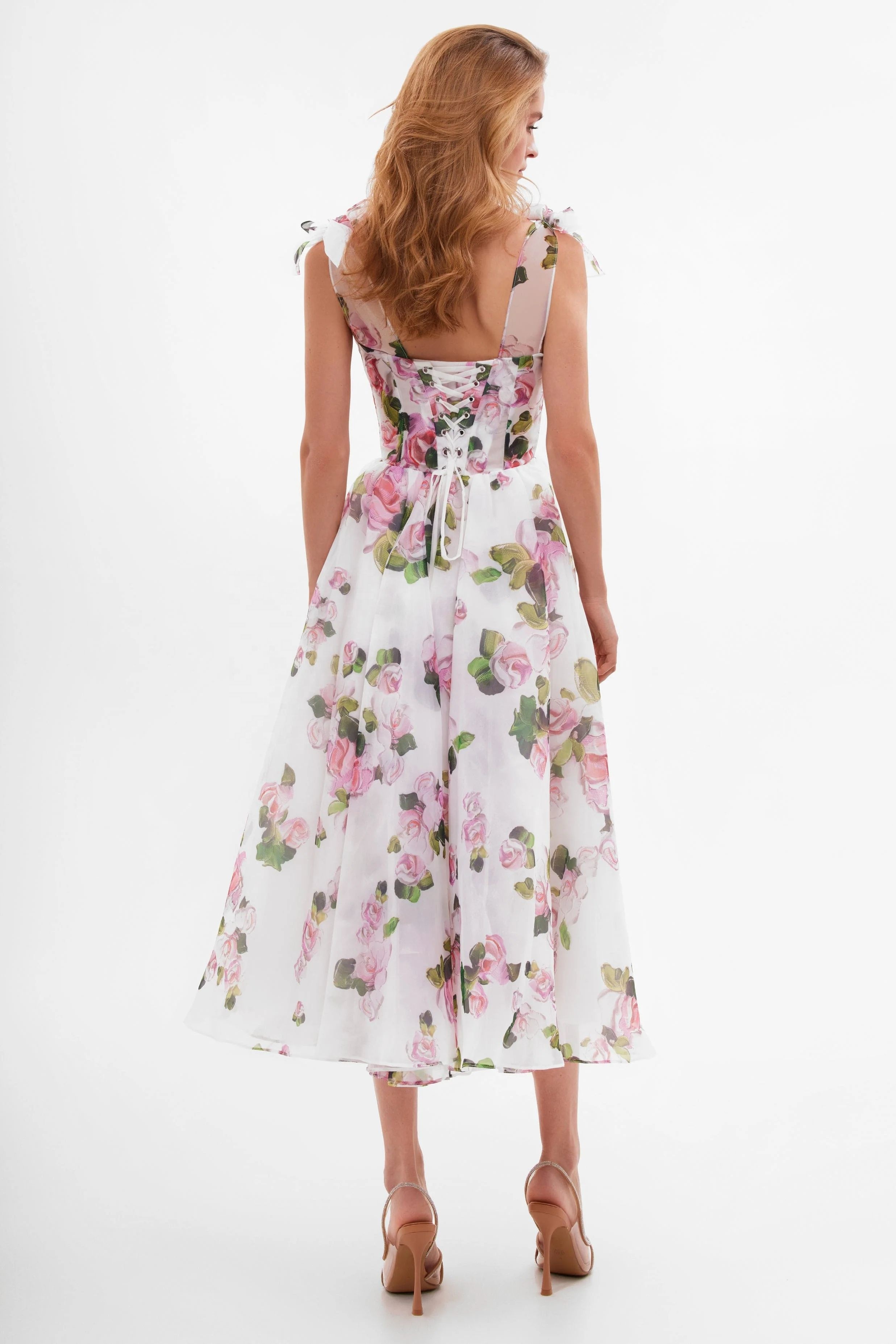 elegant floral summer dress Open-Back Pleated Pink Floral Casual Summer Maxi Dress Blush Pink Floral / Large main image 0