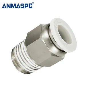 PC Nickel Plated Copper Air Pneumatic Push To Connector Quick Release 1/8 1/4 3/8 1/2 To 10mm Male Thread 1 Touch Fitting