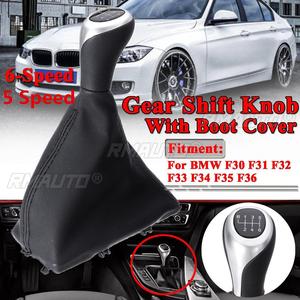 1x 5 Speed / 6 Speed Handle Leather Shifter Car Inner Gear Shift Knob With <b>Boot</b> <b>Cover</b> for BMW F30 F31 F32 F33 F34 F35 F36 - Product Image 1