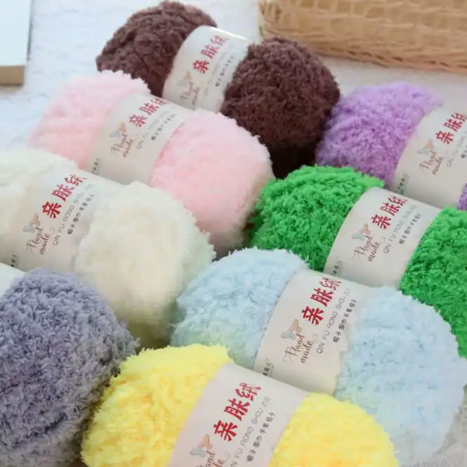 Wholesale Charmkey Hot sale 3ply soft 100% polyester Blended Yarn baby  fancy velvet crochet yarn velvet yarn for hand knitting From m.