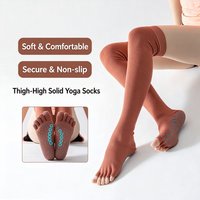 Chaussettes de yoga montantes antidérapantes à cinq doigts, en tricot extensible, pour Pilates, Barre, Danse et Fitness, au-dessus du genou, vente en gros