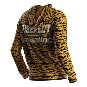 Survêtement de lutte décontracté personnalisé par sublimation pour l'extérieur, veste de survêtement noire et rouge avec fermeture éclair, sweat à capuche zippé pour homme - Product Image 2