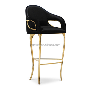 Chaise de bar au design unique, pieds en <span class=keywords><strong>acier</strong></span> inoxydable doré, <span class=keywords><strong>tabouret</strong></span> de bar <span class=keywords><strong>haut</strong></span> pour salle à manger ou cuisine - Product Image 2