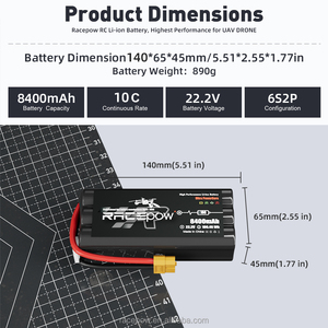 Racepow 6S2p 22.2V 8400mAh 10C 21700 P42A Molicel Li-ion Drone Batterie Haute Performance pour 7 pouces FPV Quadcopter - Product Image 4