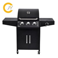 Barbecues au gaz portables 3+1 brûleurs au propane pour jardin et cuisine, grilles en acier inoxydable avec table latérale