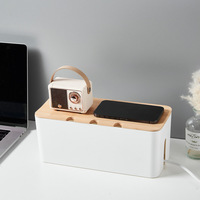 Petite boîte de rangement de bureau moderne et écologique avec couvercle en plastique pour gestion de câbles, rallonge, multiprise, protection contre les surtensions et bijoux