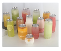 Bouteilles en plastique PET OEM avec logo, canettes transparentes de haute qualité pour boissons gazeuses avec couvercles en aluminium