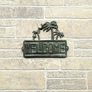 Señal de bienvenida de palmera de hierro fundido antiguo, pared Tropical, decoración de <span class=keywords><strong>casa</strong></span> de playa Vintage, placa náutica - Product Image 2