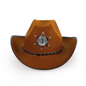 Sombreros de Vaquero Estilo Occidental al por Mayor para Hombre, Sombreros Fedora de Fieltro para Fiesta, Sombreros de Vaquero Marrones - Product Image 3