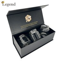 Boîte cadeau rigide noire de luxe à fermeture magnétique avec insert en mousse EVA personnalisé pour le stockage de pots de miel en verre, emballage personnalisé avec impression de logo
